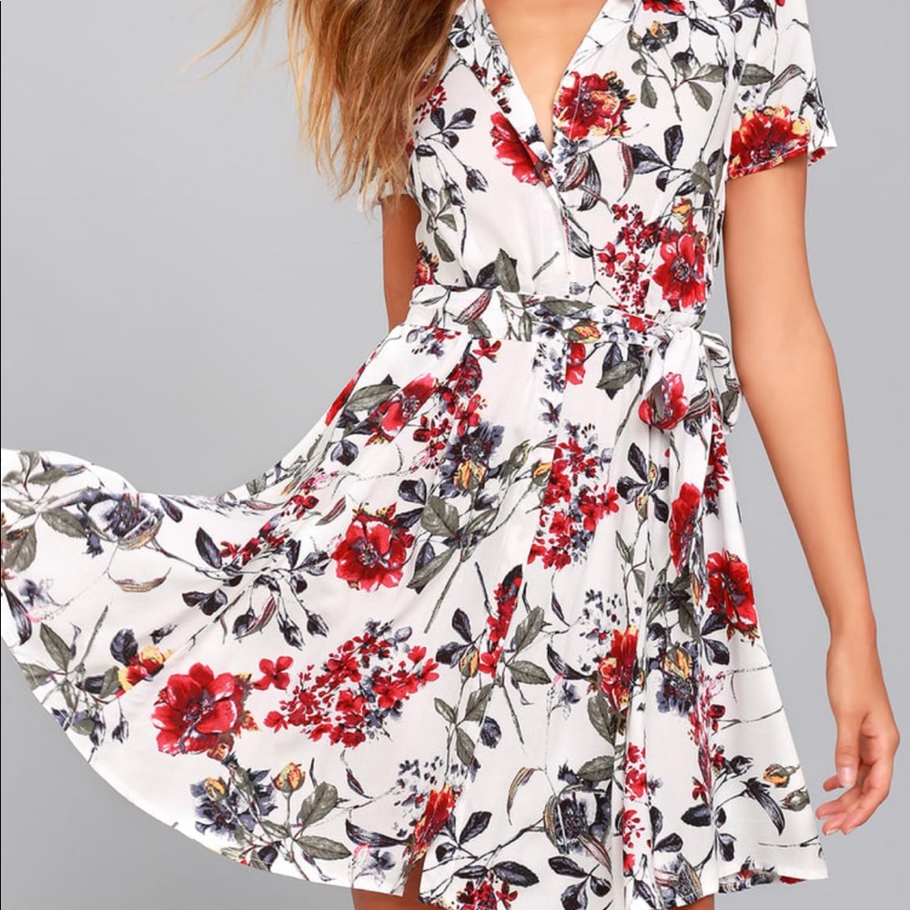 Lulus Floral Shirt Dress size S NWOT